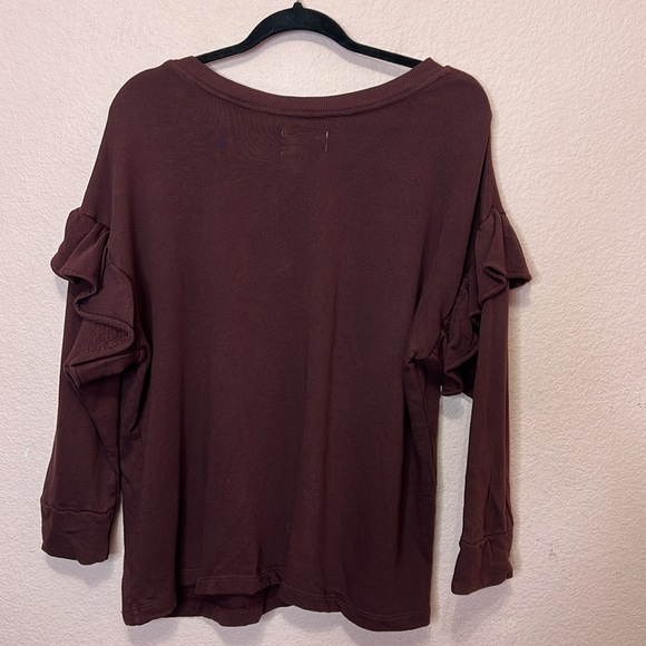Current Elliott The Ruffle Sweatshirt Cabernet. Size 3/L - Picture 8 of 10